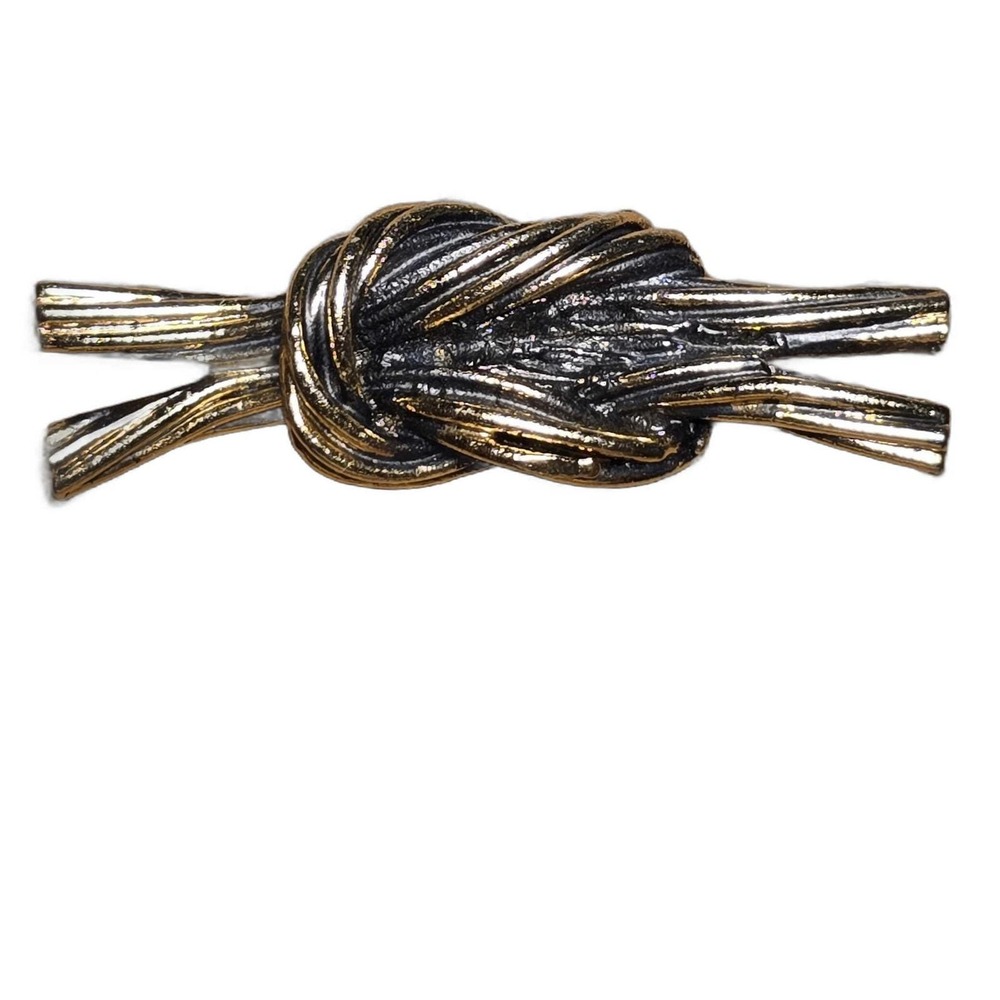 Vintage Decorative Gold Tone Rope Square Knot Backpack Lapel Vest Hat Pin G31